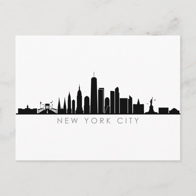 NEW YORK NYC Manhatten USA City Skyline Silhouette Postcard (Front)