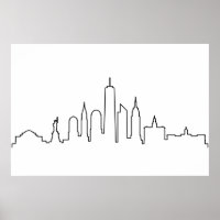 NEW YORK NYC Manhatten USA City Skyline Silhouette