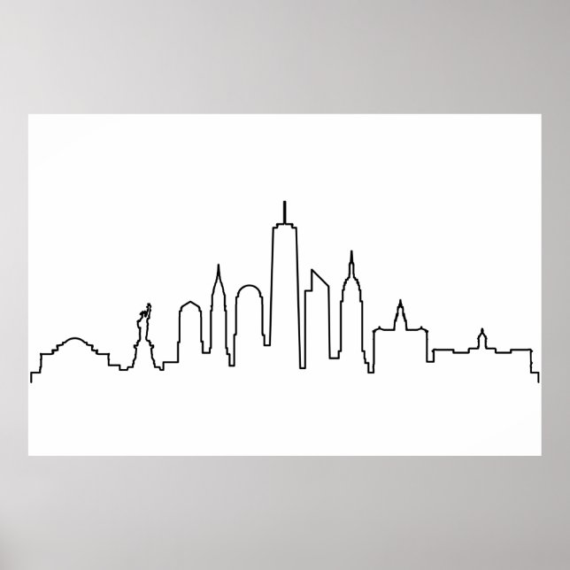 NEW YORK NYC Manhatten USA City Skyline Silhouette Poster (Front)