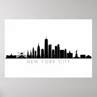 NEW YORK NYC Manhatten USA City Skyline Silhouette