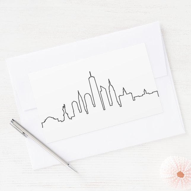 NEW YORK NYC Manhatten USA City Skyline Silhouette Rectangular Sticker (Envelope)