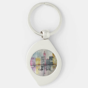 New York NYC Skyline Cityscape original artwork  Key Ring