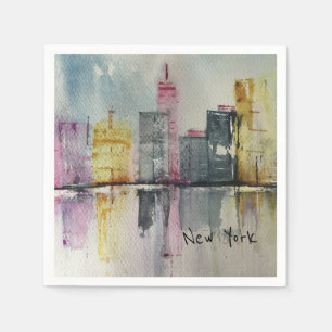 New York NYC Skyline Cityscape original artwork  Napkin