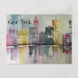 New York NYC Skyline Cityscape original artwork  Postcard