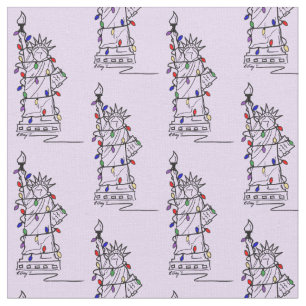 New York NYC Statue Liberty Christmas Chanukah Fabric