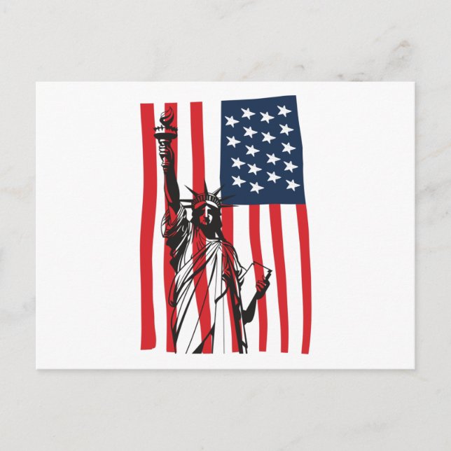 New York NYC Statue of Liberty USA America Flag Postcard (Front)
