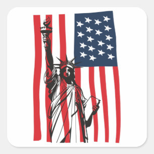 New York NYC Statue of Liberty USA America Flag Square Sticker