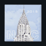 New York NYC Travel Photo Souvenir Fridge Magnet<br><div class="desc">New York City travel souvenir fridge magnet featuring the Chrysler Building. Dated travel magnets is a fun way to chronicle your travels. Changing or deleting the date, or adding text, is easy, but yell if you would like assistance.</div>