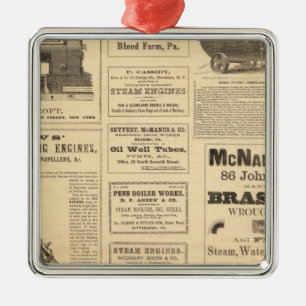 New York Oil Advertisements Metal Tree Decoration