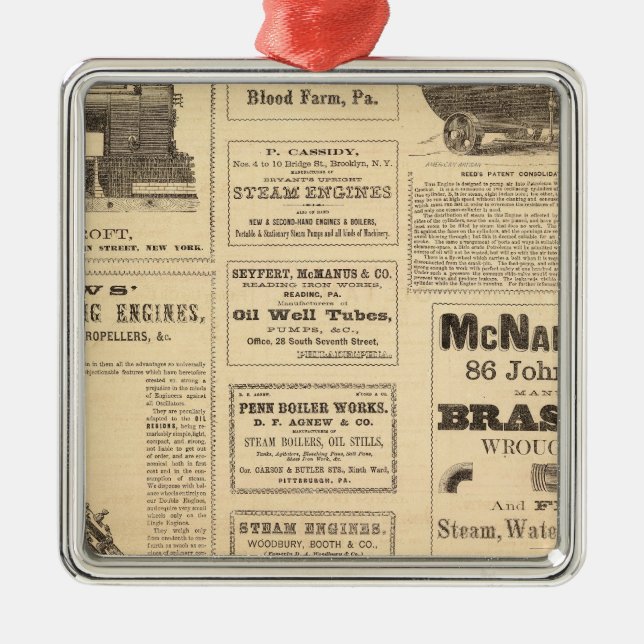 New York Oil Advertisements Metal Tree Decoration (Front)