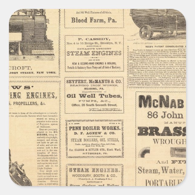 New York Oil Advertisements Square Sticker (Front)