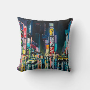 "New York" oil painting, a night view of New York, Cushion