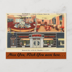 New York, Paprins Restaurant Bar Lounge, Woodside Postcard