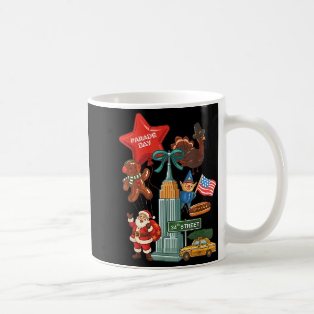 New York Parade Day Thanksgiving Santa Taxi  Coffee Mug (Right)