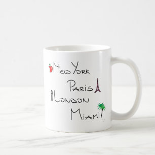 New York, Paris, London, Miami Coffee Mug