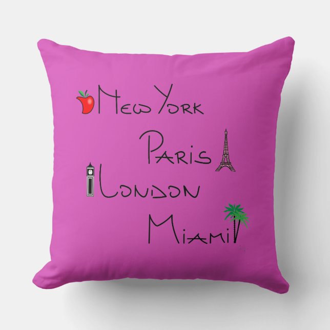 New York, Paris, London, Miami Cushion (Front)