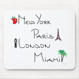 New York, Paris, London, Miami Mouse Mat