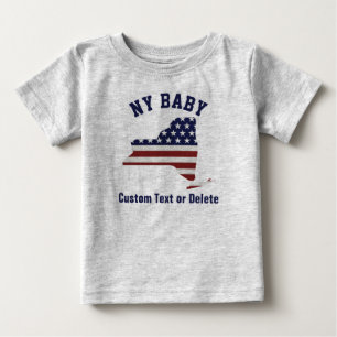 New York Patriotic USA Flag Your Text or City Baby T-Shirt