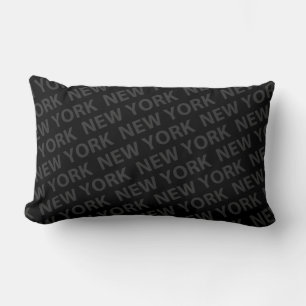 New York Pattern Dark Grey Lumbar Cushion