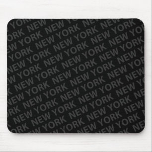 New York Pattern Dark Grey Mouse Mat