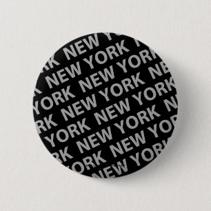 New York Pattern Gray 6 Cm Round Badge