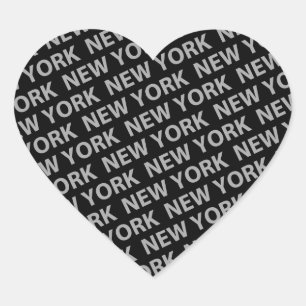New York Pattern Grey Heart Sticker
