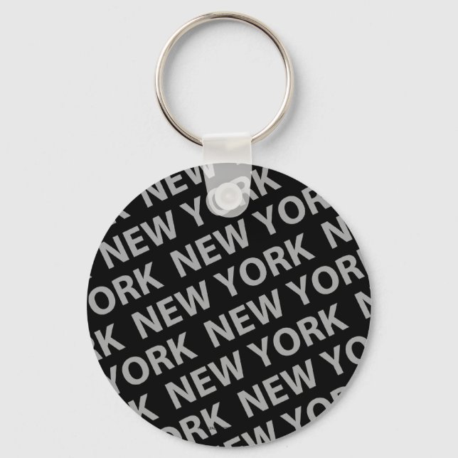 New York Pattern Grey Key Ring (Front)