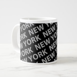 New York Pattern Grey Large Coffee Mug