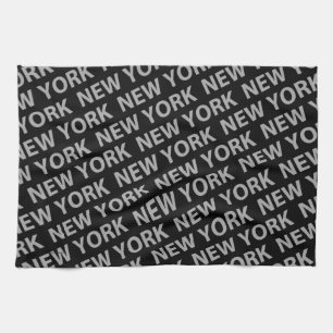 New York Pattern Grey Tea Towel