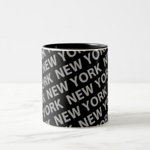New York Pattern Grey Two-Tone Coffee Mug