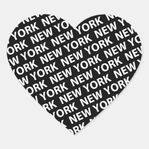 New York Pattern White Heart Sticker