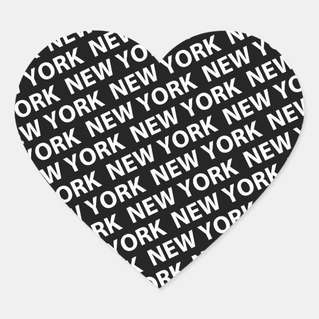 New York Pattern White Heart Sticker (Front)