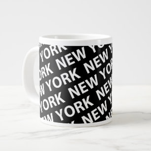 New York Pattern White Large Coffee Mug