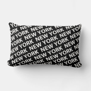 New York Pattern White Lumbar Cushion