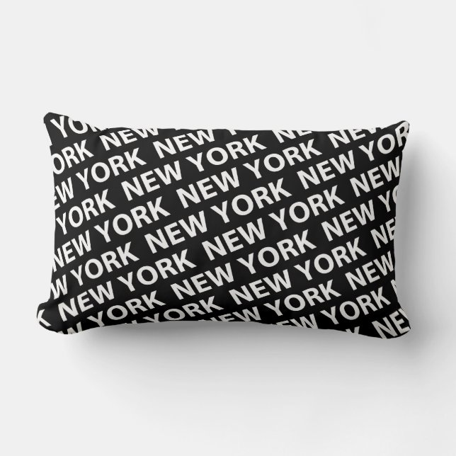 New York Pattern White Lumbar Cushion (Front)