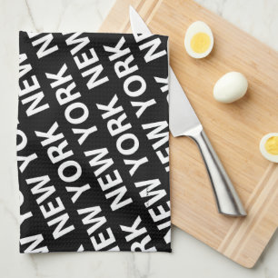 New York Pattern White Tea Towel