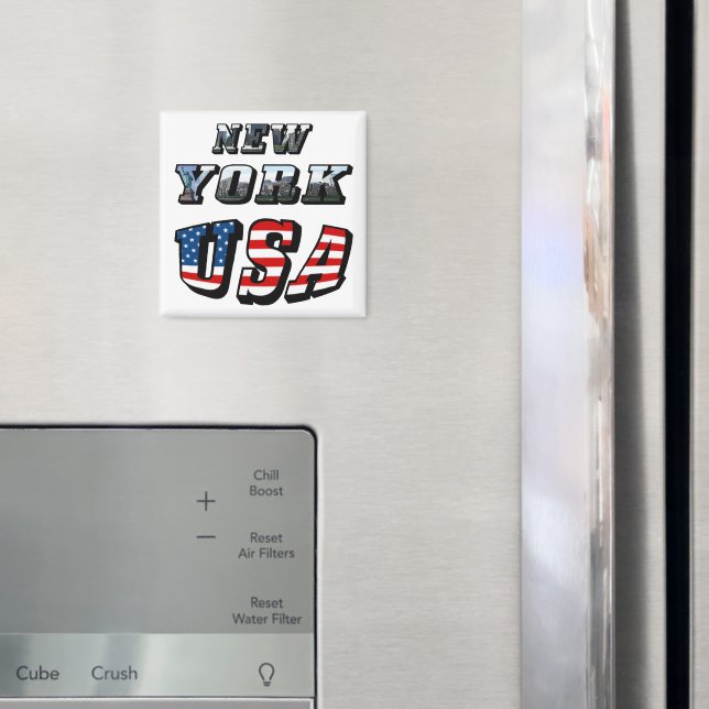 New York Picture and USA Flag Text Magnet (In Situ (Fridge))