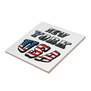 New York Picture and USA Flag Text Tile