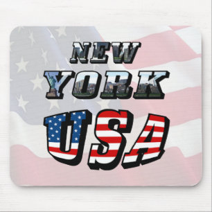 New York Picture and USA Text Mouse Mat