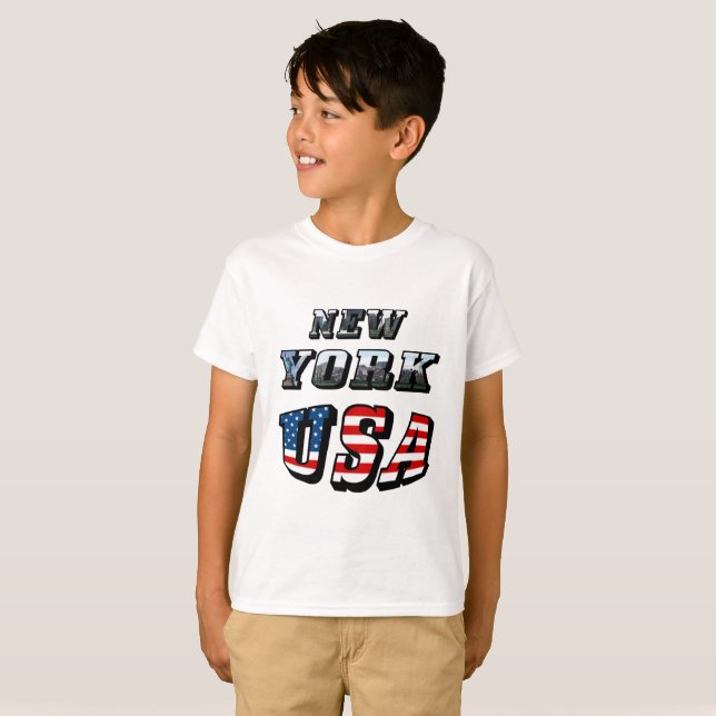 New York Picture and USA Text T-Shirt (Front Full)