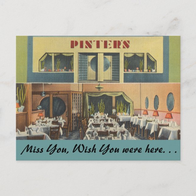 New York, Pinter's Restaurant Postcard (Front)
