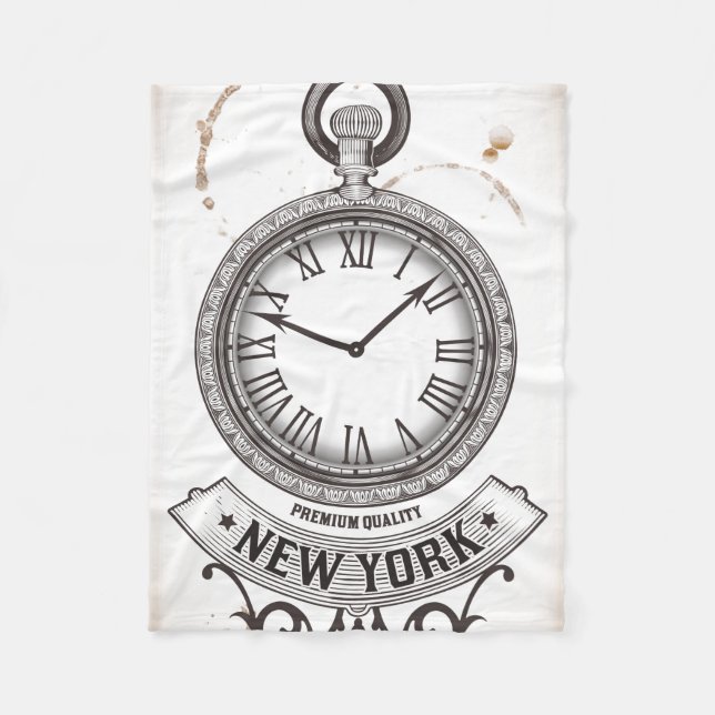 New York Pocket Watch Fleece Blanket (Front)