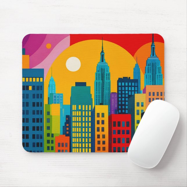 New York Pop Art Mouse Mat (With Mouse)