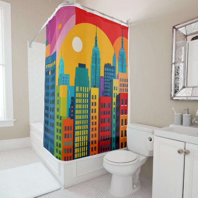 New York Pop Art Shower Curtain (In Situ)