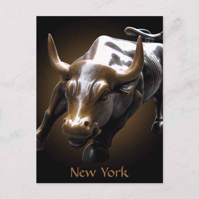 New York Postcard Bull Statue NYC Souvenir Card (Front)