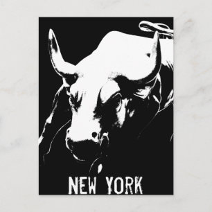 New York Postcard Bull Statue NYC Souvenir Card