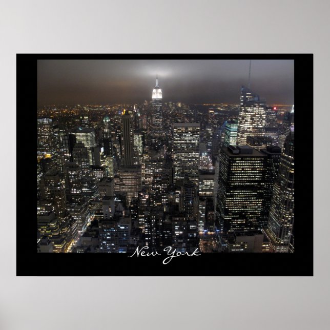 New York Poster Cityscape New York Night Print (Front)