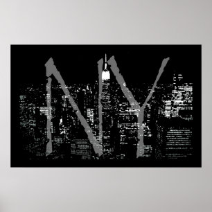 New York Poster Cityscape New York Night Print
