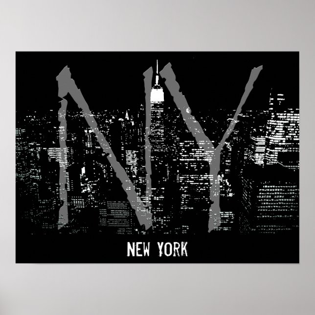 New York Poster Cityscape New York Night Print (Front)