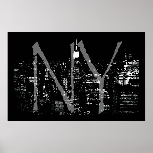 New York Poster Cityscape New York Night Print (Front)